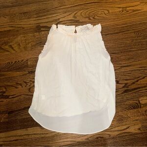 LOFT White Bubble Blouse with High-Low Ruffles